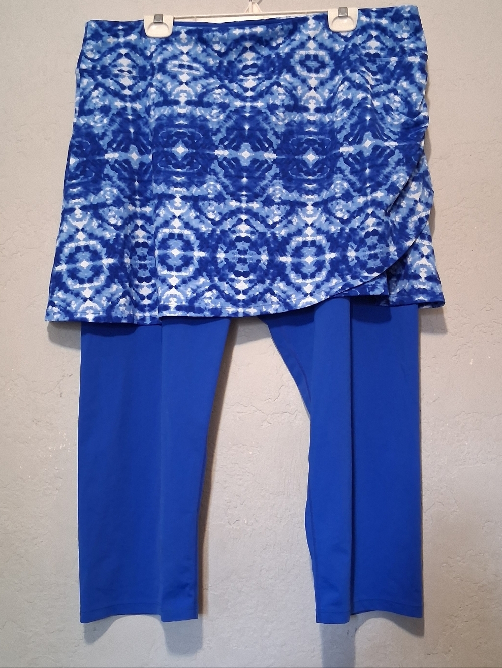 Coolibar Sun Protection You Wear Skirt Swim Capri XXL UPF 50+ Ruched Side Blue